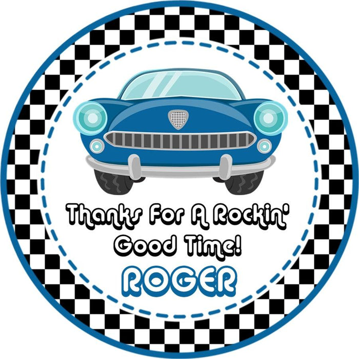 Retro convertible birthday label with custom name
