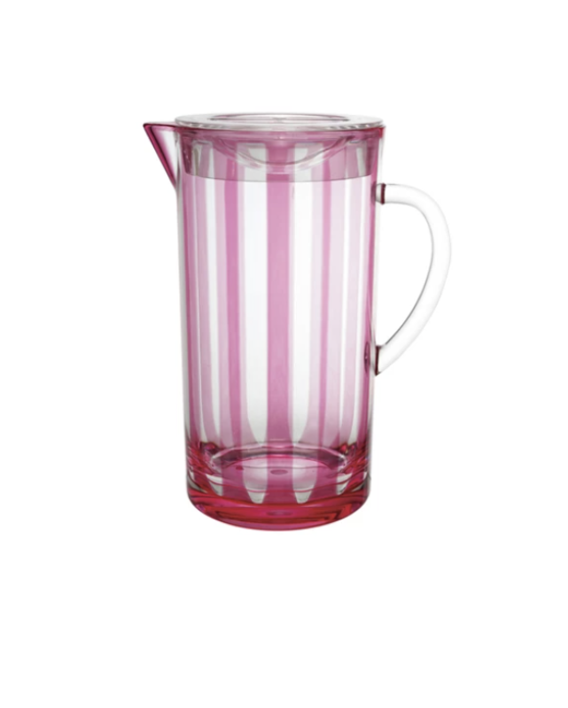 2.5 Quart Acrylic Pitcher with Lid, Purple Stripe