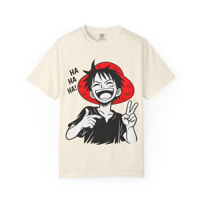 Anime Luffy Laughing Graphic T-shirt - Monkey D. Luffy Peace Sign Tee