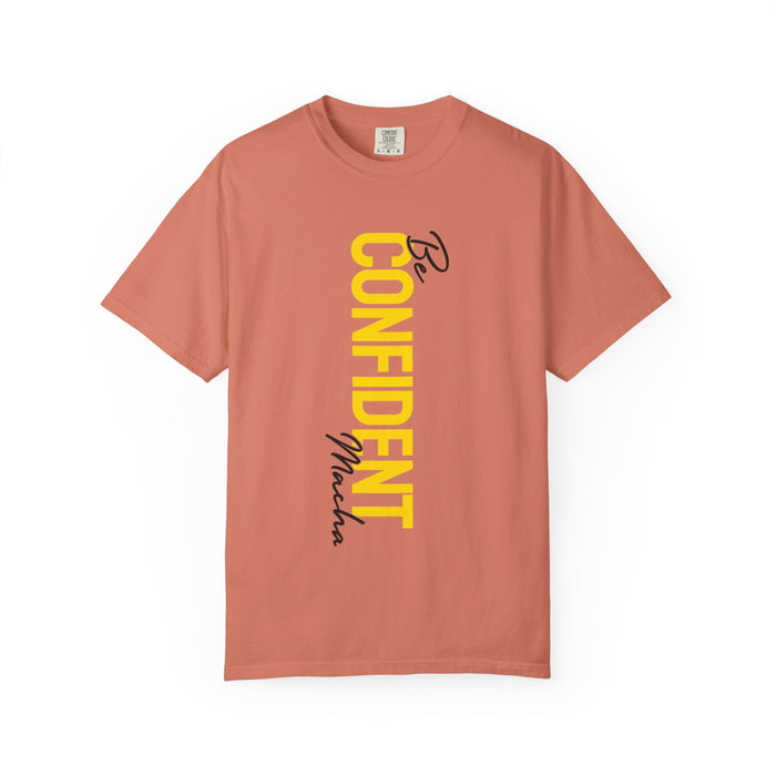 Be Confident Vertical Text T-Shirt — Motivational Graphic Tee
