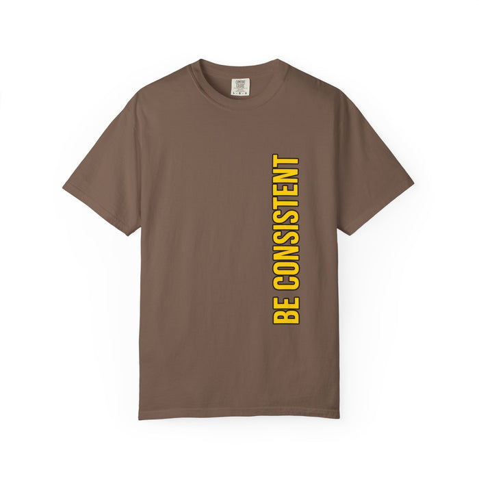 Be Consistent Vertical Graphic T-Shirt — Motivational Fitness Tee