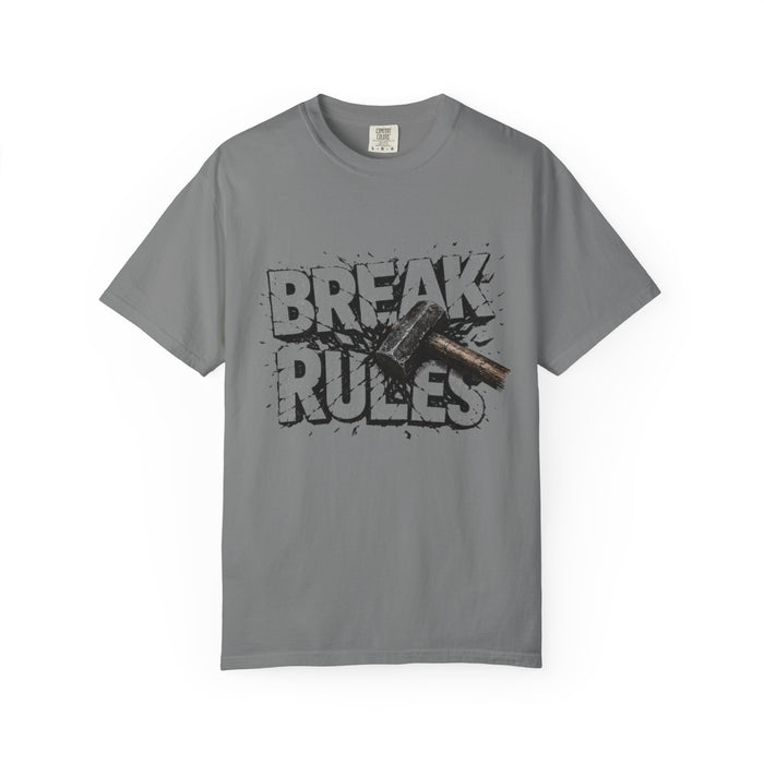 Break Rules T-Shirt — Graphic 'Break Rules' Design with Hammer