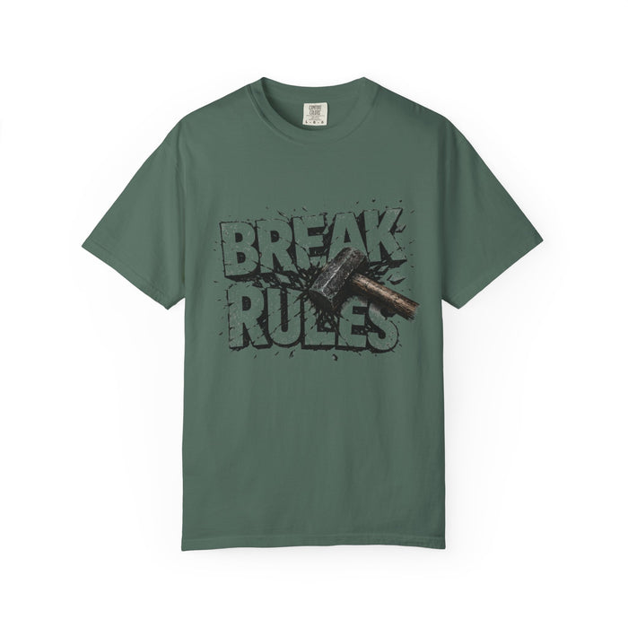 Break Rules T-Shirt — Graphic 'Break Rules' Design with Hammer