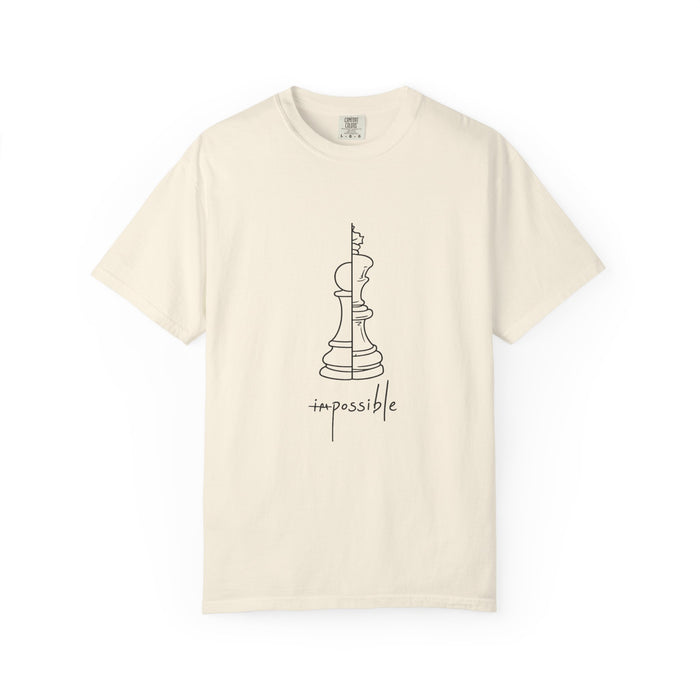 Chess Pawn to King T-Shirt — "Impassible" Minimalist Line Art Tee
