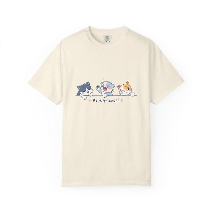Cute ‘Best Friends!’ Cat T-Shirt — Cartoon Kitten Trio Graphic Tee