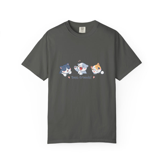 Cute ‘Best Friends!’ Cat T-Shirt — Cartoon Kitten Trio Graphic Tee