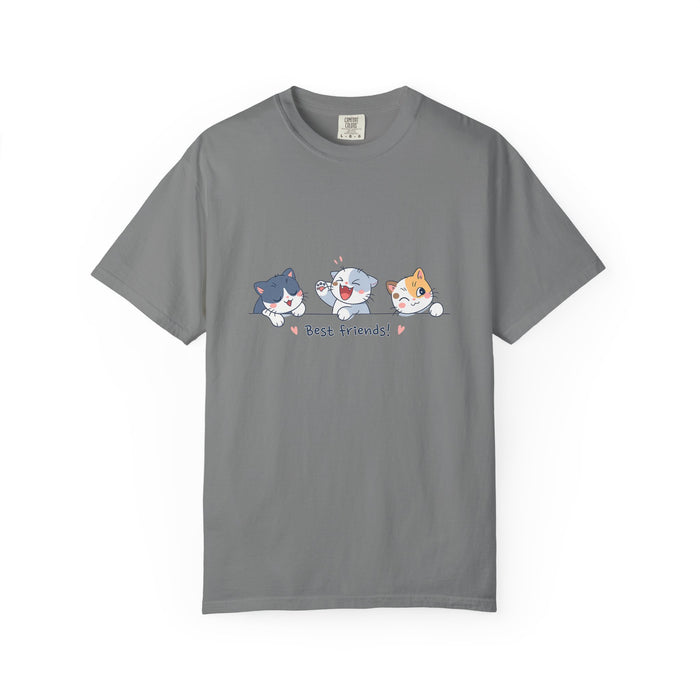 Cute ‘Best Friends!’ Cat T-Shirt — Cartoon Kitten Trio Graphic Tee