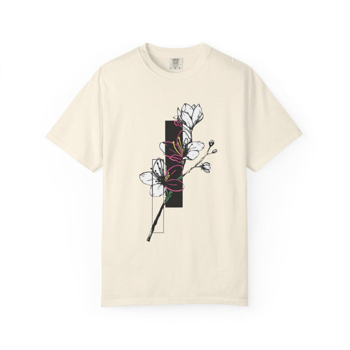 Floral Minimalist T-Shirt — Black Bar Magnolia Graphic