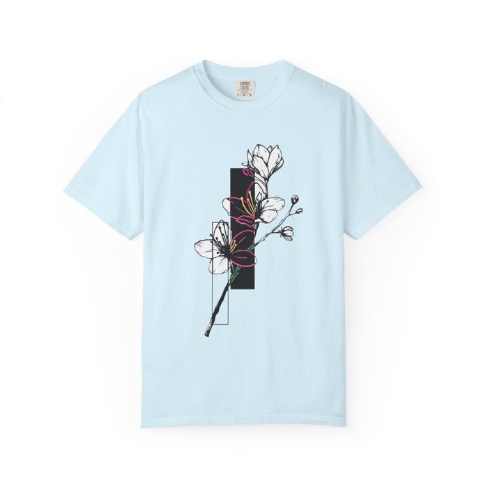 Floral Minimalist T-Shirt — Black Bar Magnolia Graphic