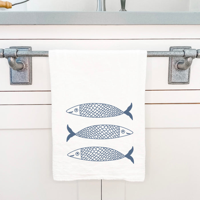 Hand Drawn Sardines - Cotton Tea Towel