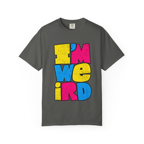 "I'M WEIRD" Colorblock Graphic T-Shirt — Retro Pop Statement Tee