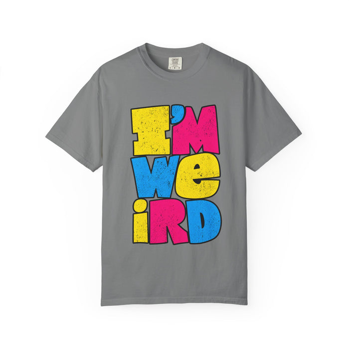 "I'M WEIRD" Colorblock Graphic T-Shirt — Retro Pop Statement Tee