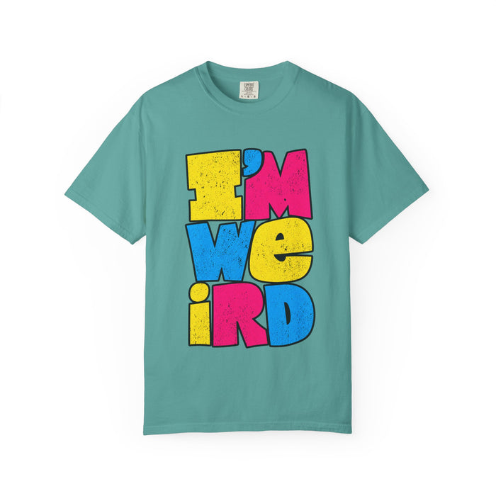"I'M WEIRD" Colorblock Graphic T-Shirt — Retro Pop Statement Tee