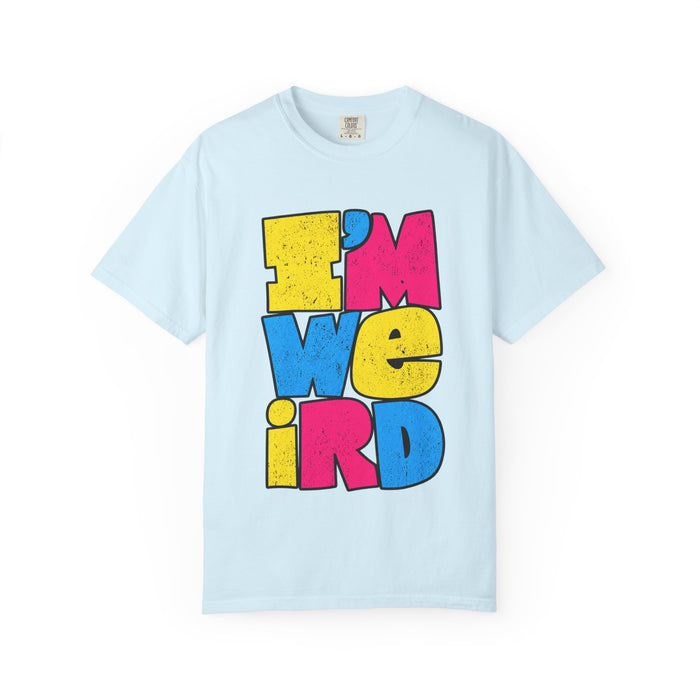 "I'M WEIRD" Colorblock Graphic T-Shirt — Retro Pop Statement Tee
