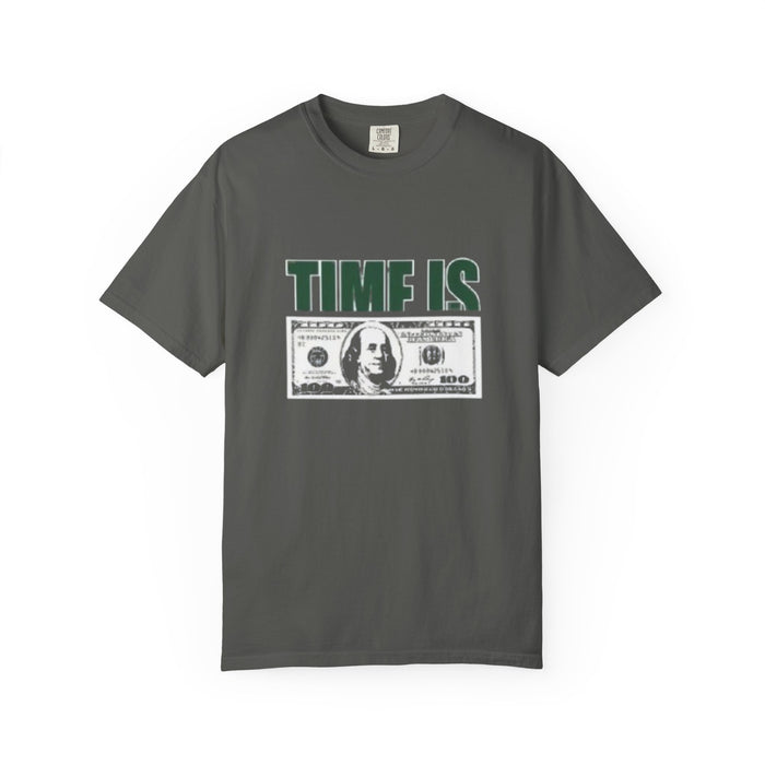 Money Vibe T-Shirt — "TIME IS" Graphic Dollar Bill Tee