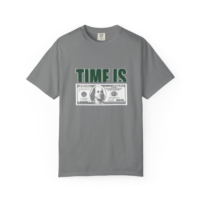 Money Vibe T-Shirt — "TIME IS" Graphic Dollar Bill Tee