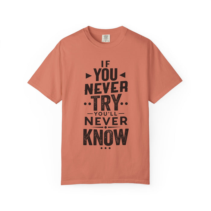 Motivational Graphic T-Shirt — "If You Never Try You'll Never Know" Inspirational Tee