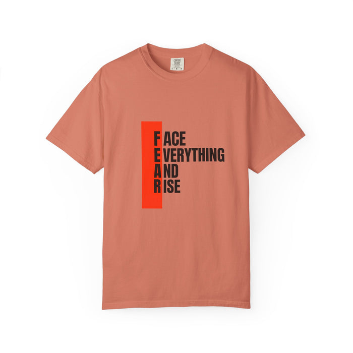 Motivational T-Shirt — "FEAR: Face Everything And Rise" Bold Red Accent