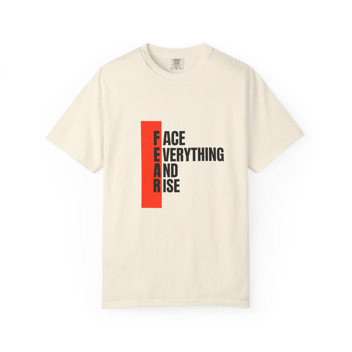 Motivational T-Shirt — "FEAR: Face Everything And Rise" Bold Red Accent