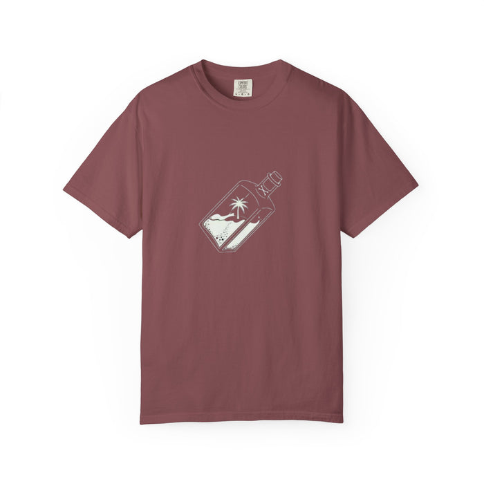 Pocket Island T‑Shirt — Minimal Bottle Isle Graphic Tee