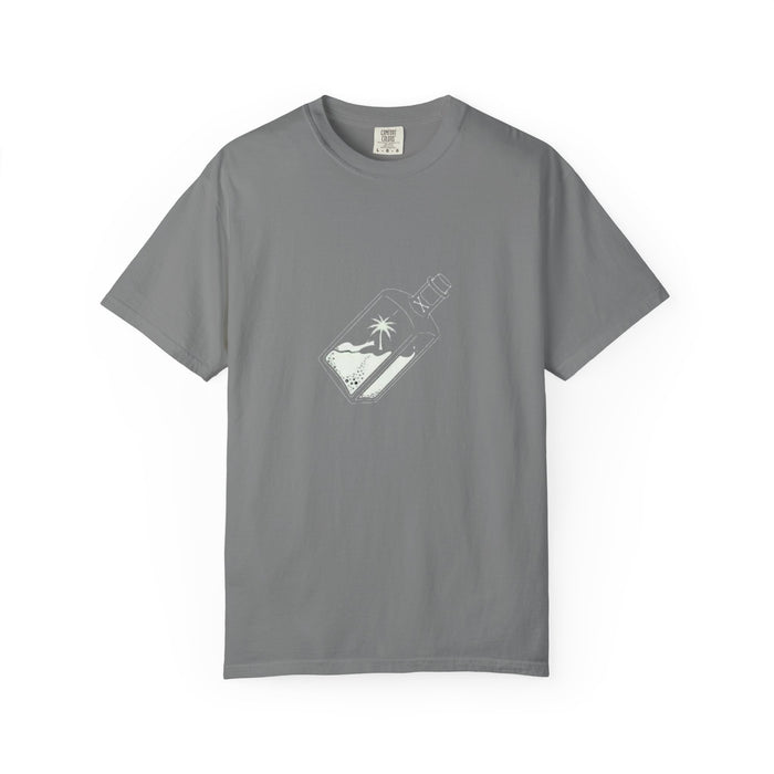 Pocket Island T‑Shirt — Minimal Bottle Isle Graphic Tee