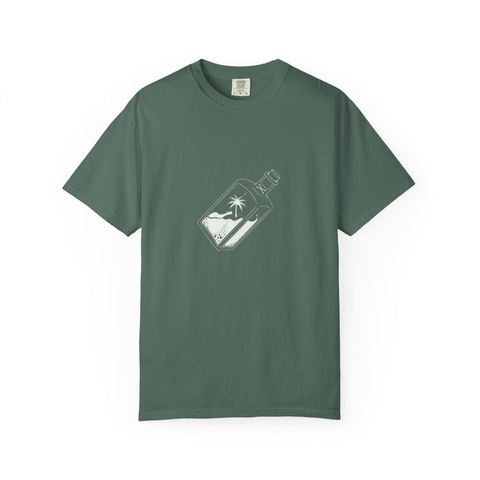 Pocket Island T‑Shirt — Minimal Bottle Isle Graphic Tee