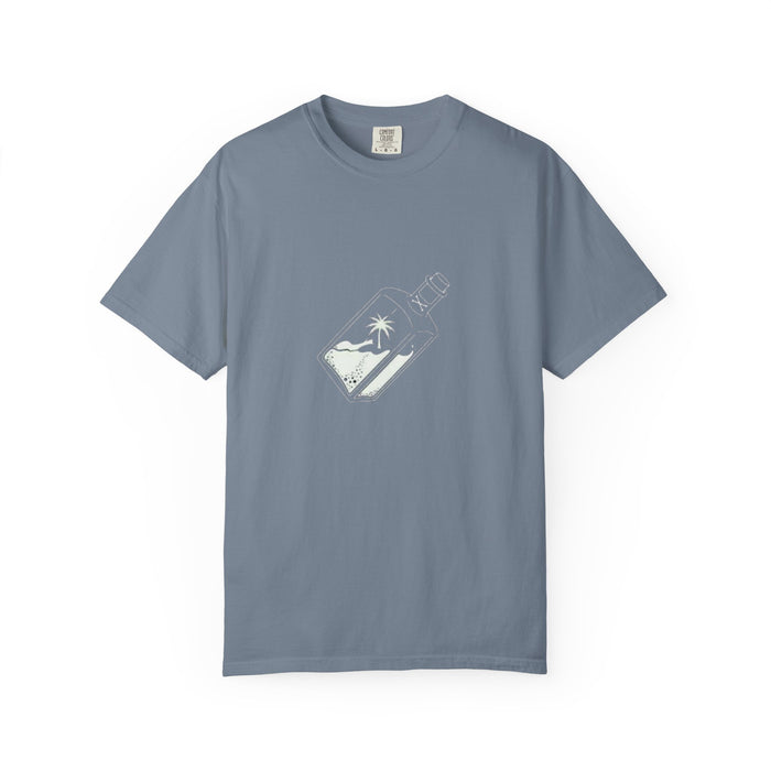 Pocket Island T‑Shirt — Minimal Bottle Isle Graphic Tee